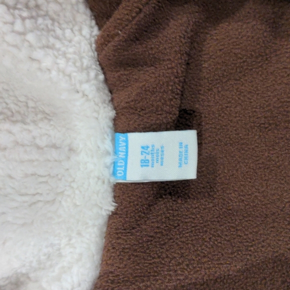 Old navy brown Fleece Hooded Pram 18-24 - Picture 2 of 3
